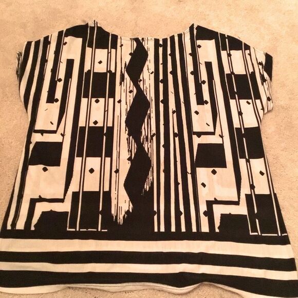 Clara Sun Woo Black White Abstract Tunic Shirt - Picture 3 of 4
